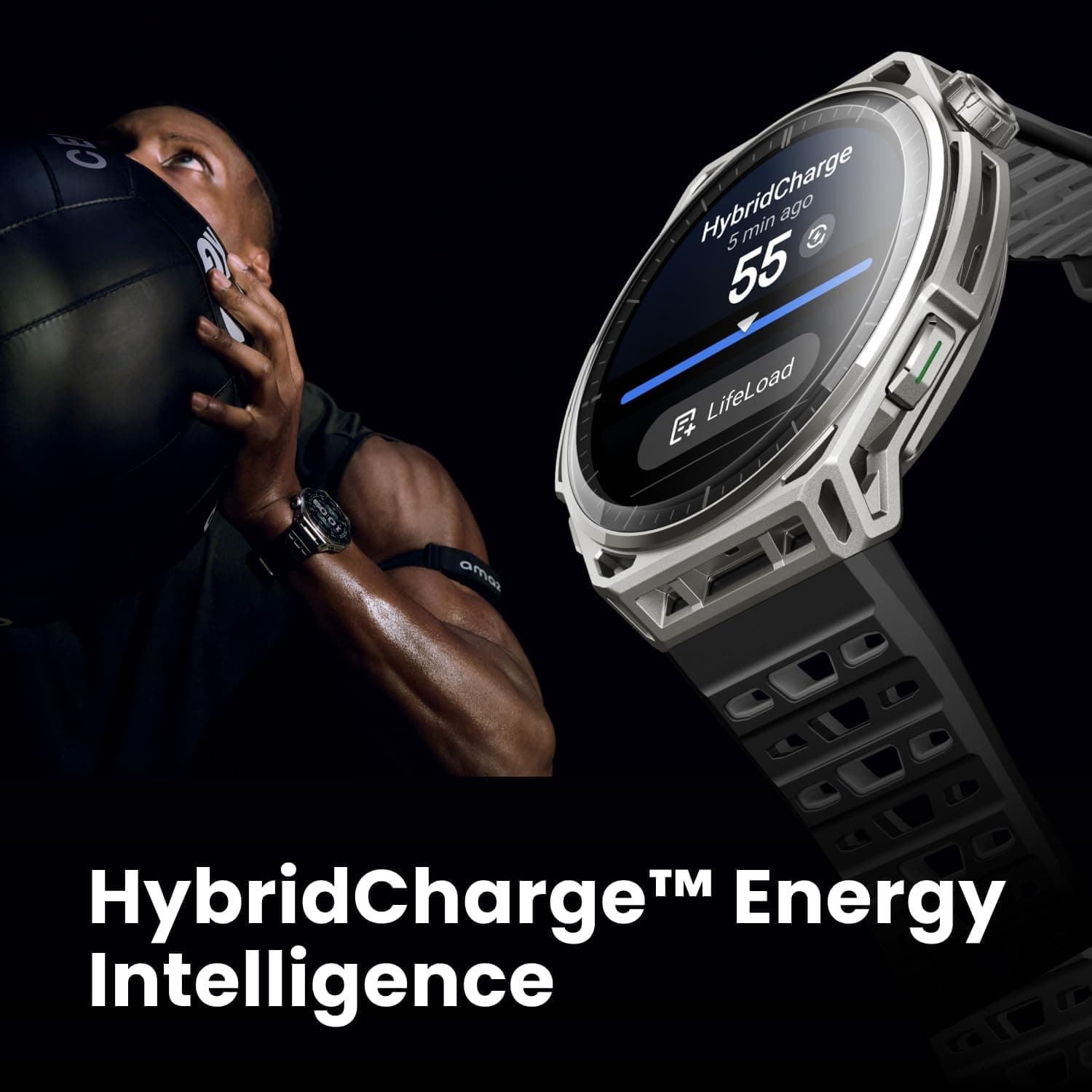 Amazfit Balance 3 showing the HybridCharge energy score during strength training