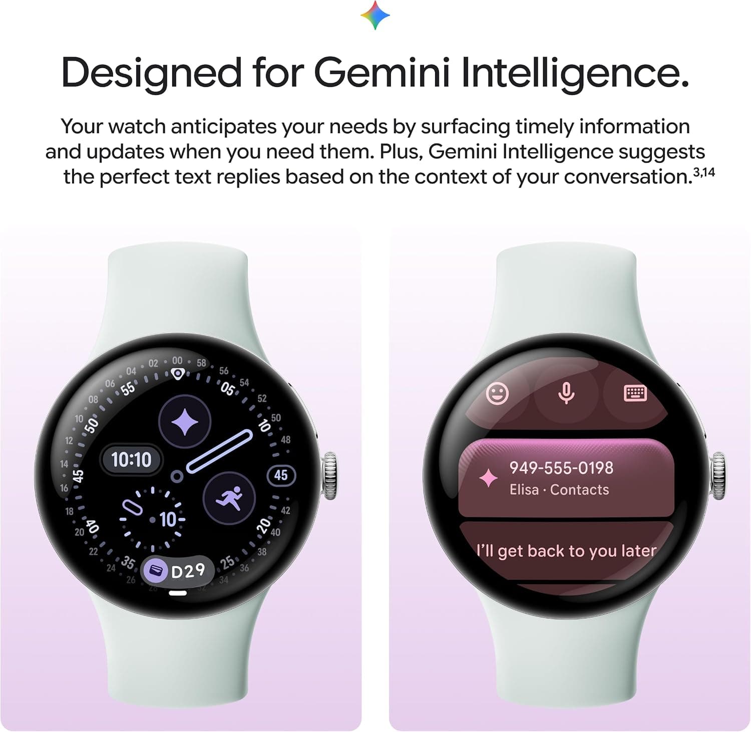Google Pixel Watch 5 showing Gemini Intelligence on screen