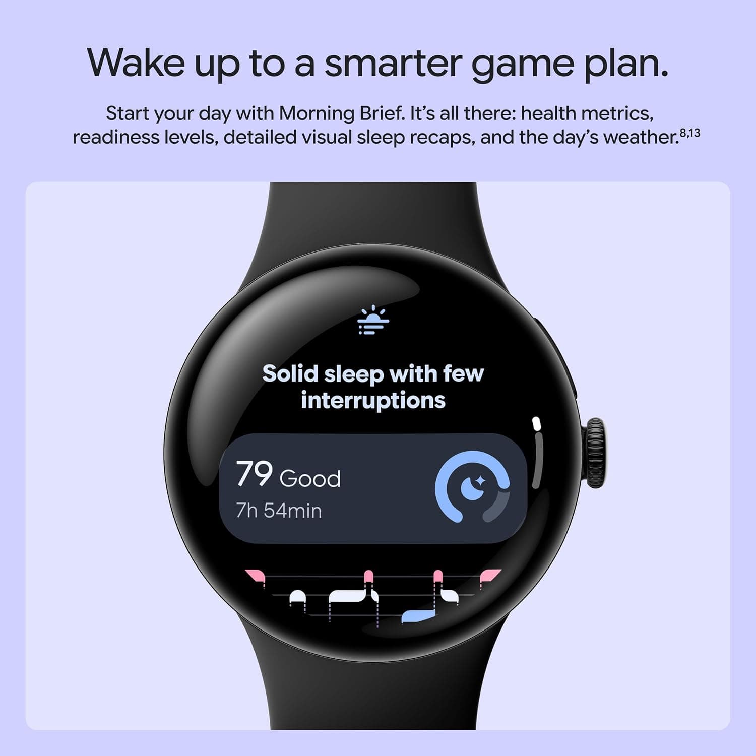 Google Pixel Watch 5 showing the Morning Brief sleep summary