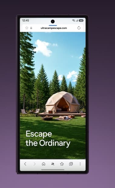 Galaxy Z Fold8 Ultra closed, browsing a web page on the 6.5-inch cover screen, which is shaped like an ordinary tall phone
