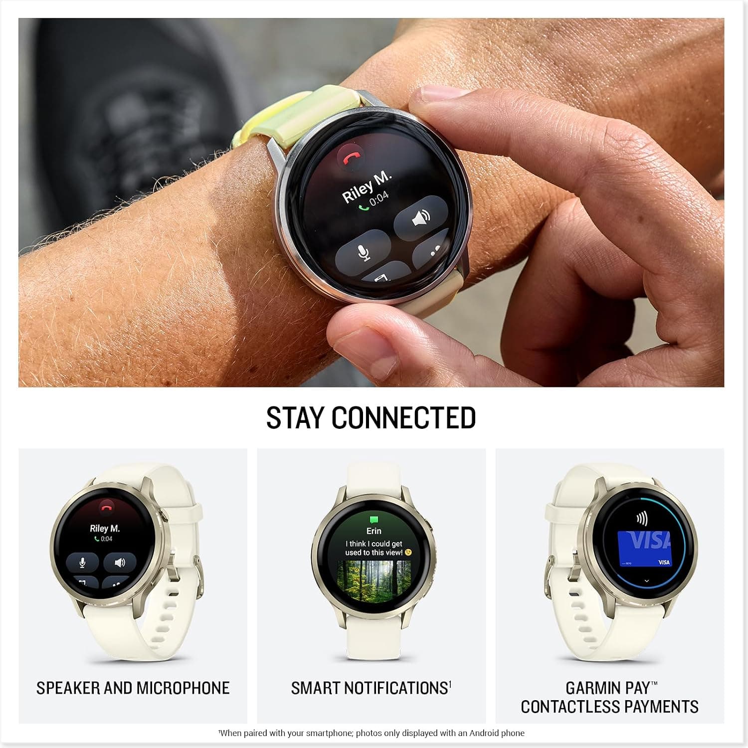 Garmin Venu 4 smart notifications calls and Garmin Pay