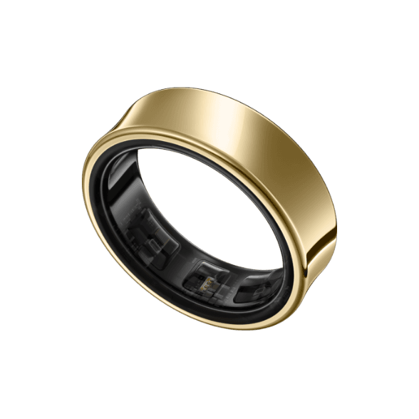 Samsung Galaxy Ring in gold finish showing the inner sensors
