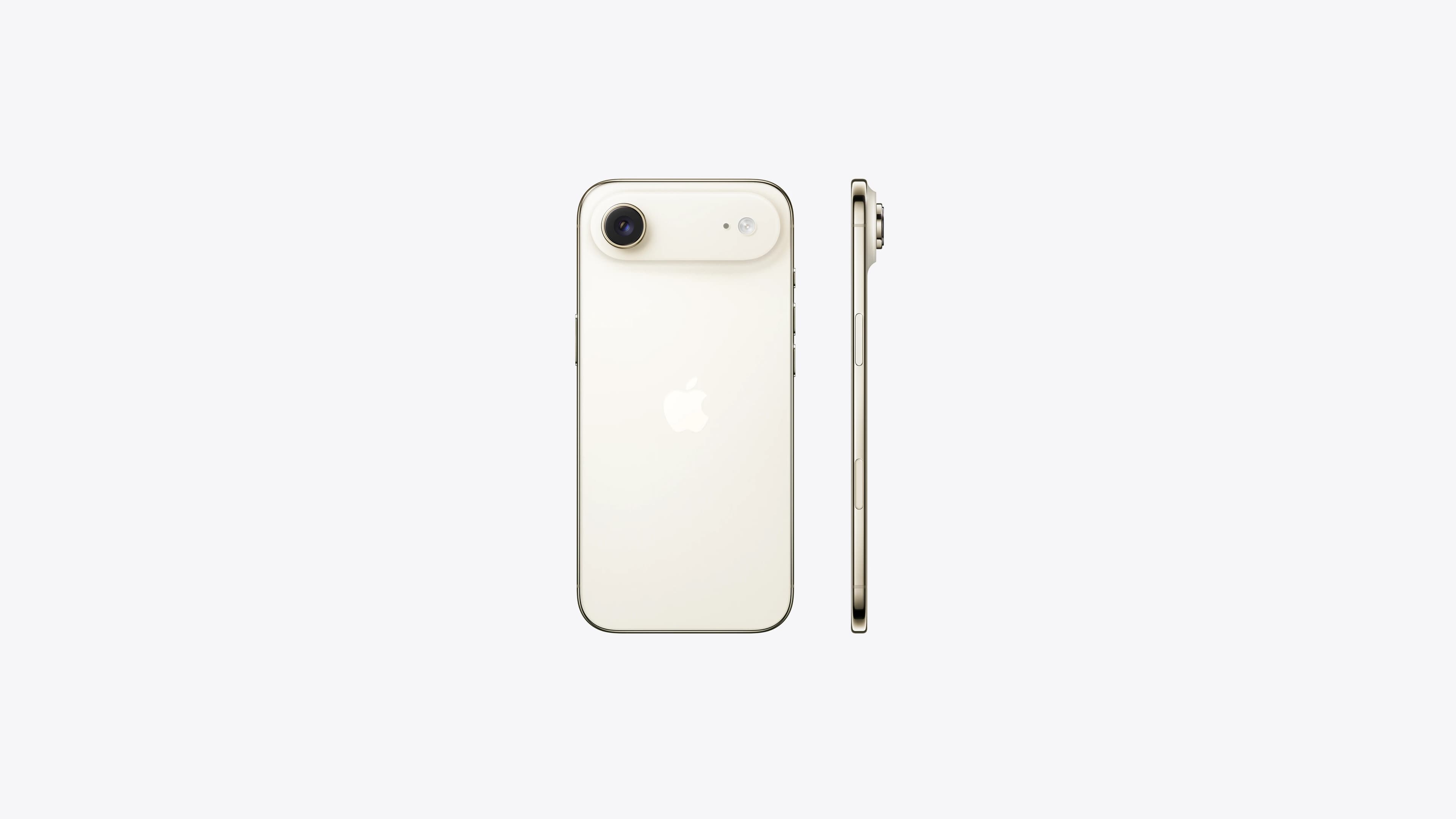 iPhone Air from the back and from the side, showing the camera plateau and the depth of the body