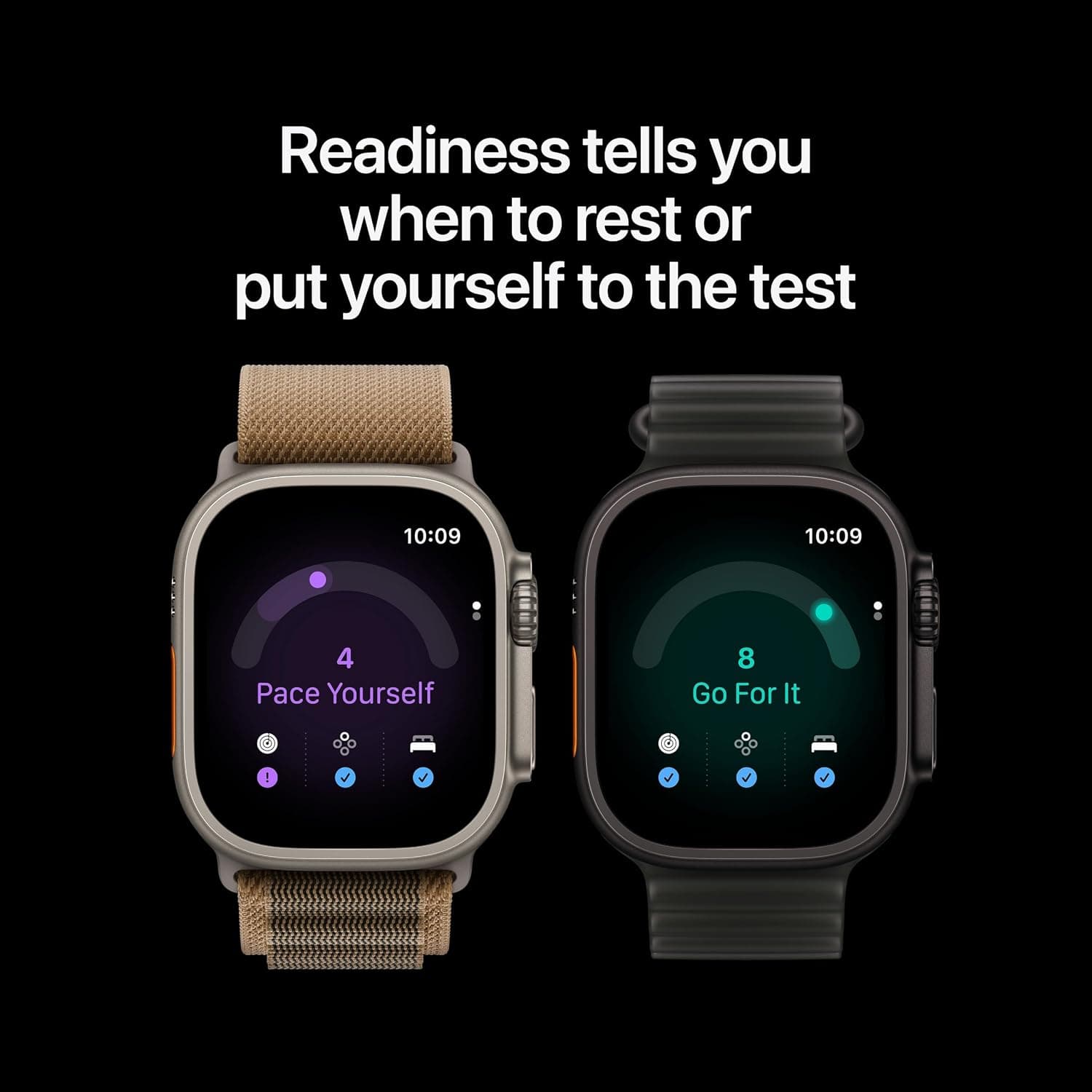 Apple Watch Ultra 4 showing two Readiness score states